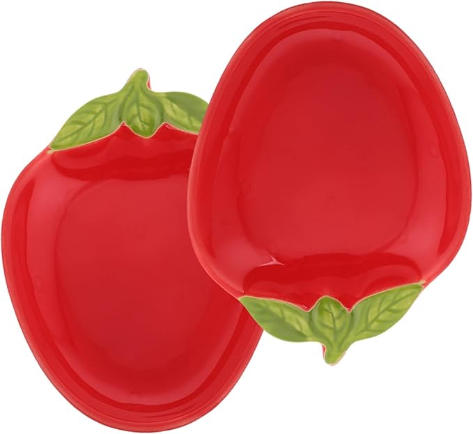 2pcs Fruit Shape Ceramic Plates Snack Plate Seasoning Dish Porcelain Ceramic Snack Holder
