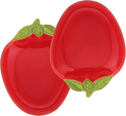 2pcs Fruit Shape Ceramic Plates Snack Plate Seasoning Dish Porcelain Ceramic Snack Holder