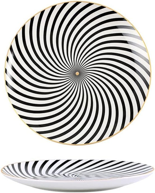 Kitchen Plates Dining Plate Ceramic Plate Sushi Plate Scratch-resistant Durable Porcelain Plate Soup Plate Ramen Bowl Restaurant Plates(B,Medium)