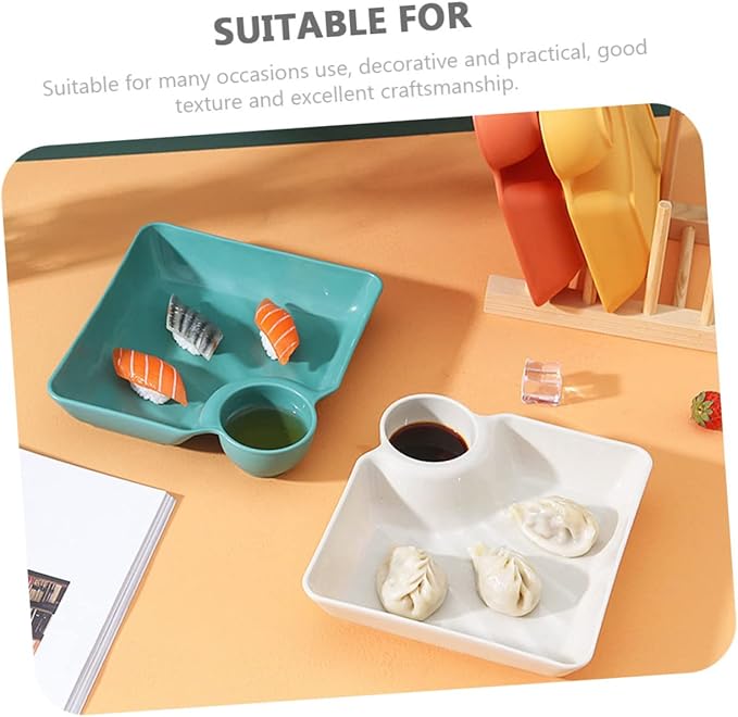 Cabilock 4Pcs Simple Style PP Snack Dishes Dumpling Plates for Appetizers Home Tableware and Easy to Clean for Serving Desserts and Bites