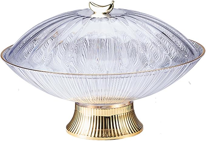 Serving Tray Footed Cake Plate Organizer Decorative Holder W/Lid Nuts Dessert Storage Tray Fruit Plate for Household Tabletop, Silver/284 (Color : Gold)