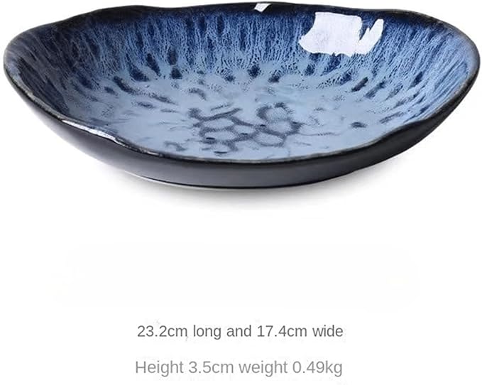 SONGCHAO Party Supplies Oval Dinner Plate Household Fruit Salad Plate Pasta Plate Ceramic Tableware Suitable for Kitchen Restaurant Hotel Party Plates (Size : 23.2cm)