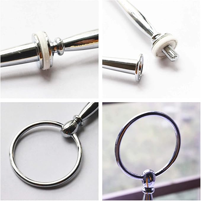 3 Tier Round Metal Cake Stand Holder Heavy Duty Fruit Plate Handle Fittings Hardware Rod (Silver Circle)