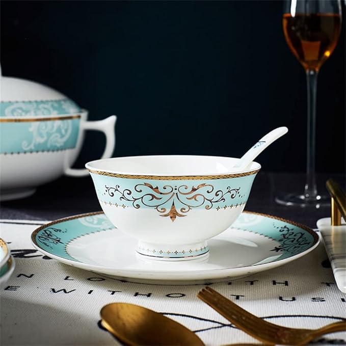 European Dining Plates Tableware Bowls Plates Ceramic Tableware Set Tableware 60 Pieces