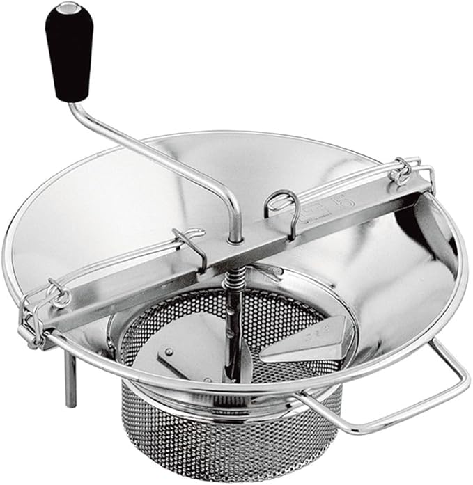 LOUIS TELLIER - Professional Stainless Steel Food Mill - Includes 3mm Disc - High Productivity (11 lbs/min) - Soups, Purees, Compotes, Coulis – Robust - 16.5 in x 15.7 in x 12.6 in - Made in France
