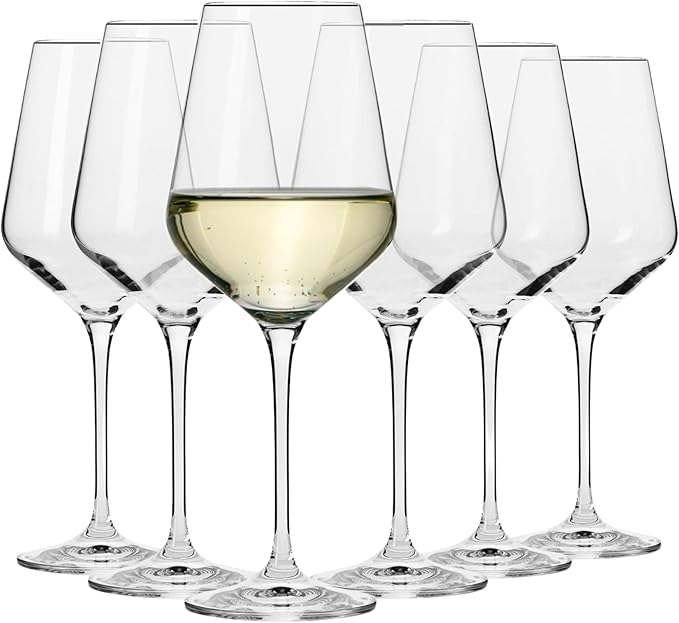 Krosno Large White Wine Glasses Set of 6, 13.2 oz, Avant-Garde Collection, Crystal Glass,Long Stem Wine Glasses for Wines and Cocktails, Glass Set for All Occasions, Dishwasher Safe, Made in Europe