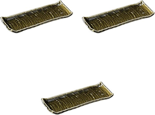 Setomonohonpo Set of 3, Woven Dishes, 9.6 x 3.9 x 0.9 inches (24.5 x 9.8 x 2.3 cm), Appetizer Plate, Porcelain