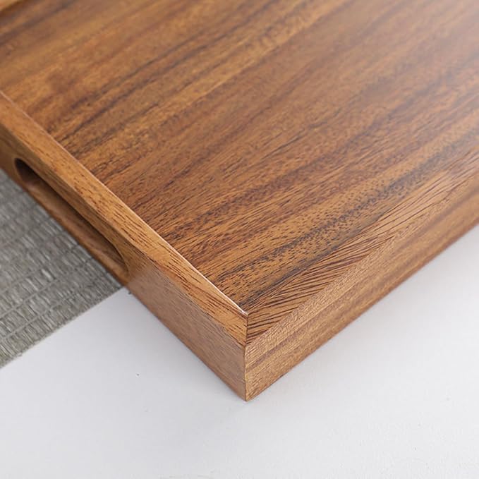 Wood Serving Tray with Handles Home Decorative Serving Trays Platter for Breakfast in Bed, Solid Wooden Serveware for Lunch, Dinner, Coffee Table, Used in Kitchen,Party and Outdoors.