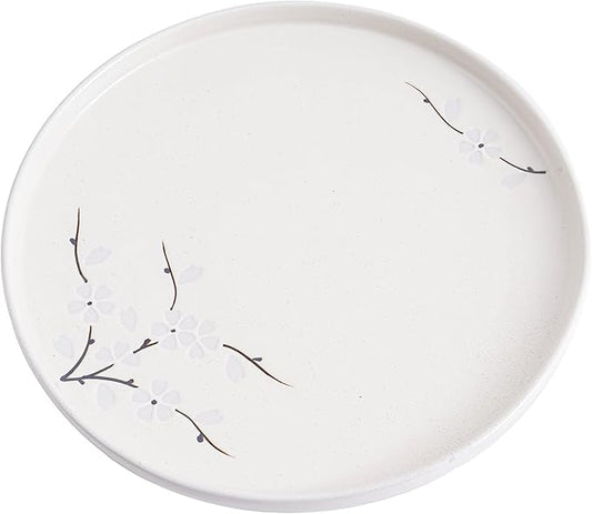 Ceramic Appetizer Plates, 8 Inch Dessert Plates/Salad Plate, Small Dinner Plates for Snacks, Side Dishes, Round Serving Plates (24, White Sakura)