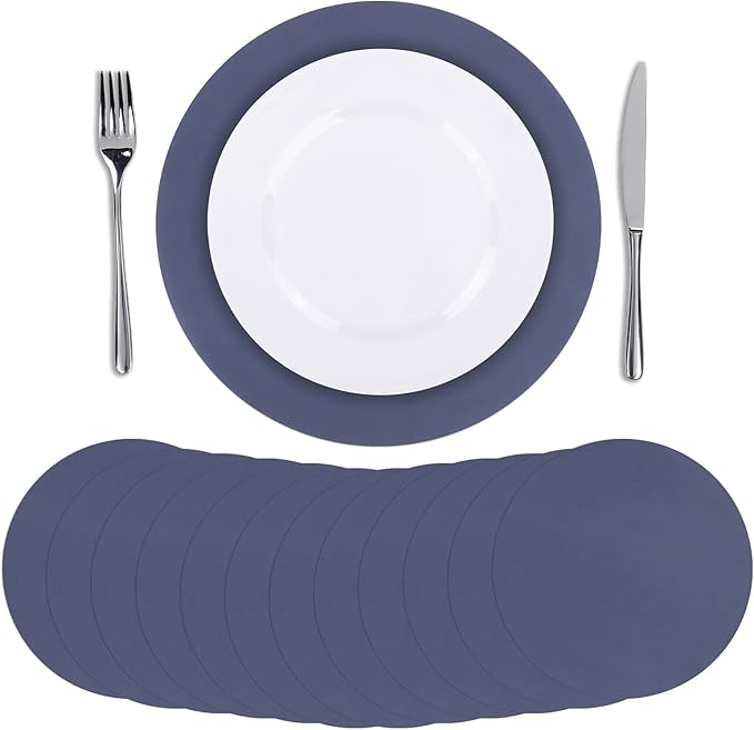 SHACOS 100 PCS Round Paper Placemats 13 inch Disposable Paper Place Mats for Dinner Wedding Birthday Party Festival Table Decoration Indoor Outdoor, Navy Blue
