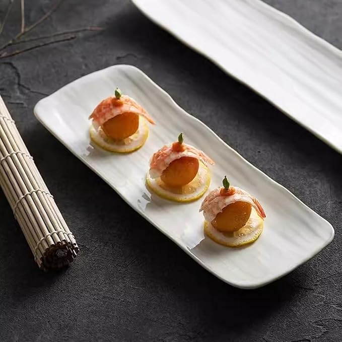 SONGCHAO Party Supplies Home Ceramic Dinner Plate Dessert Plate Sushi Plate Restaurant Creative Rectangular Western Plate Appetizer Plate Party Plates (Color : 31cm)