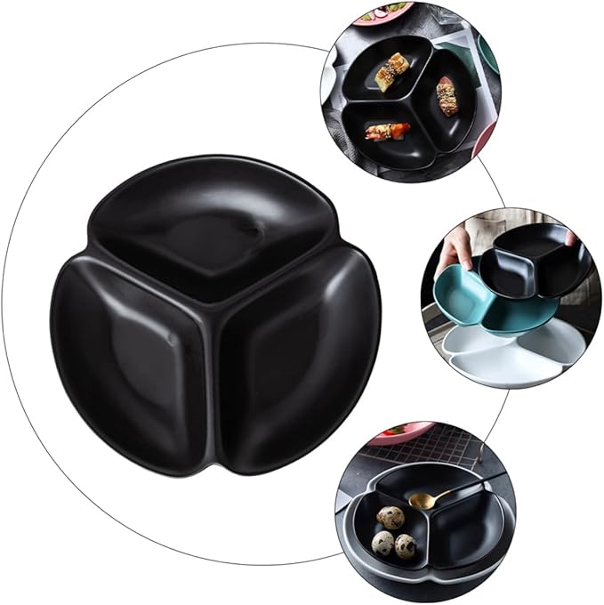 PRETYZOOM Multifunctional Ceramic Plate Divided Trays for Snack Party Serving Trays