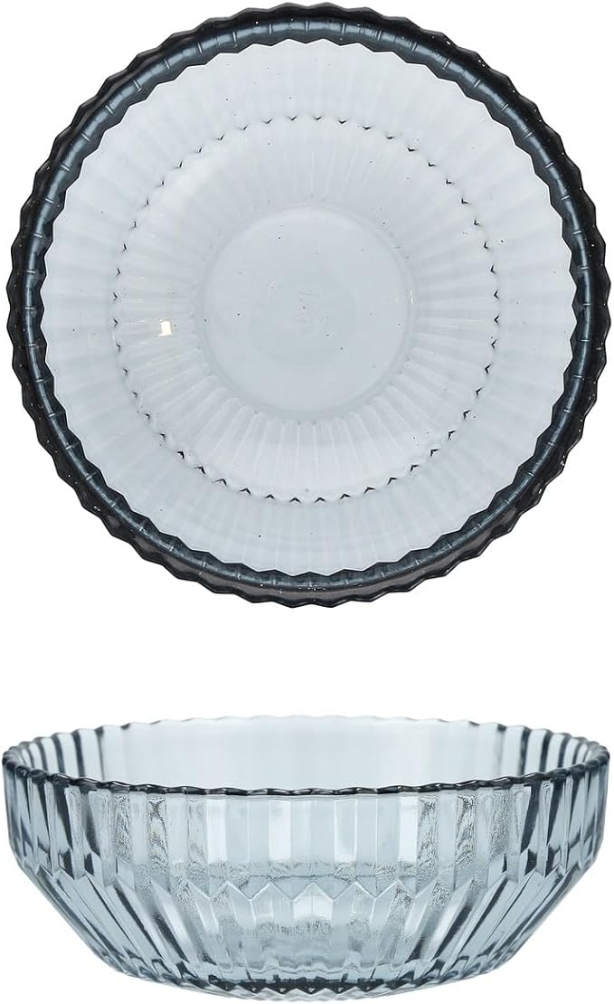 Fortessa Archie Glass, 23 Ounce/ 6 inch Cereal Bowl (Set of 4), Dusk Gray
