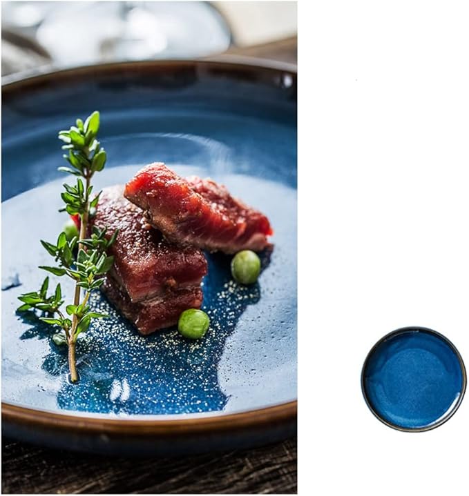 Kitchen Plates Serving Plate Tray Ceramic Plate Creative Tableware Plate Restaurant Steak Plate Flat Plate Restaurant Plates(24cm)