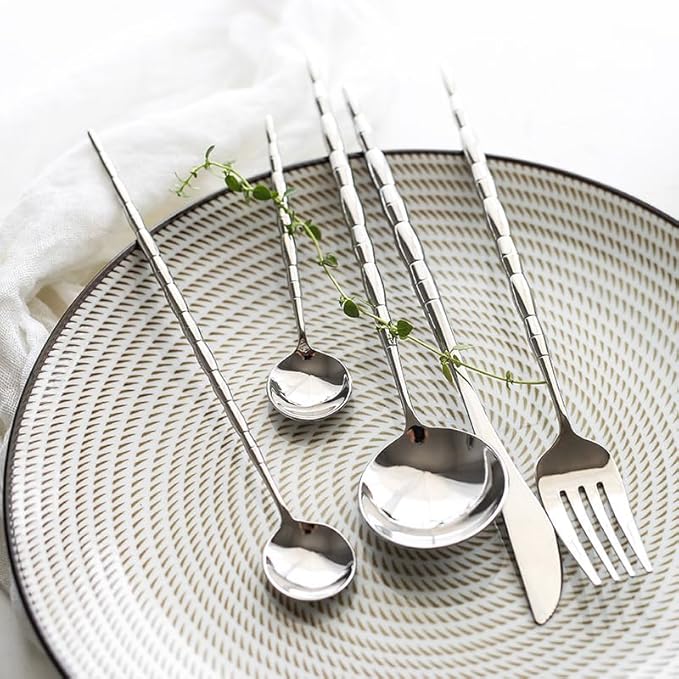 Stainless Steel Flatware serving set,Home Kitchen Eating Tableware Set,Dishwasher Safe,For Home Kitchen Restaurant Hote 5/20/30/40/50/60 Pieces Portuguese Retro Rose Gold 304 Stainless Steel Cutlery S