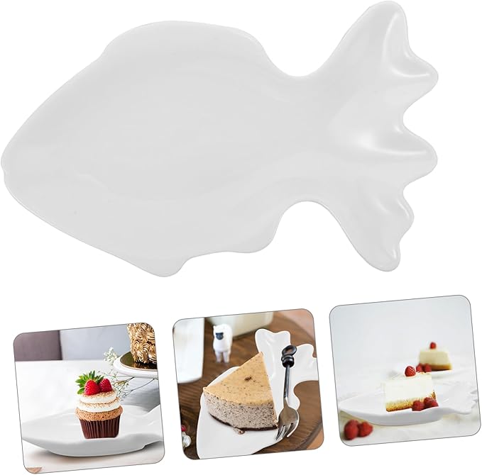 Gatuida Fish Shaped Ceramic Sushi Boat Serving Tray Chunky Appetizer Plate Cute Small Plates