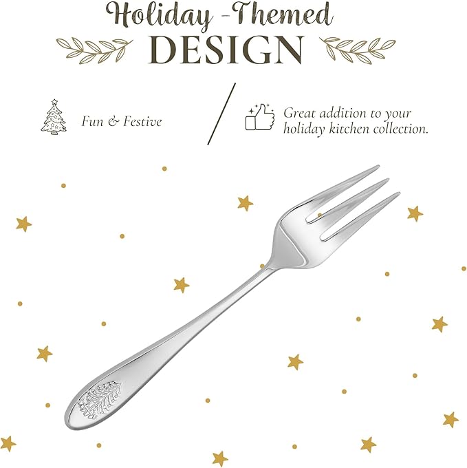 Spode Christmas Tree Serving Fork, Holiday Flatware for Your Favorite Christmas Dishes, 18/10 Stainless Steel Cutlery for Festive Table Settings, 10-Inch Dishwasher Safe Holiday Utensils