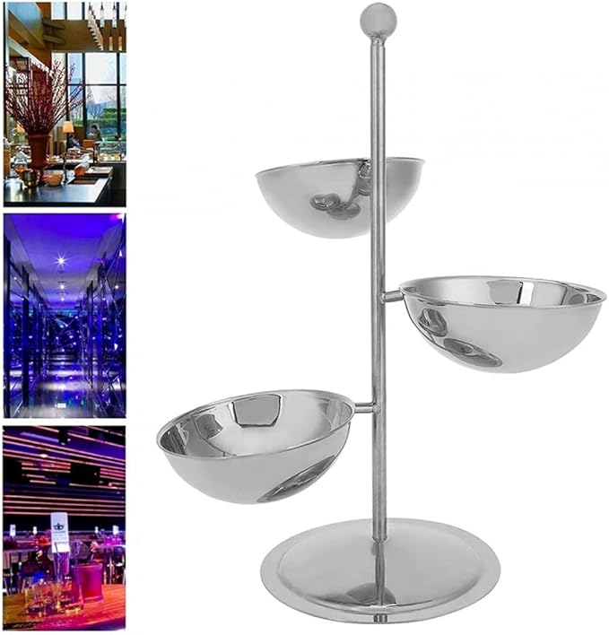Multi-Tiered Serving Tray, Stainless Steel, 3 Tiers, Ideal for Desserts, Fruits, Snacks, and Appetizers, Dishwasher Safe