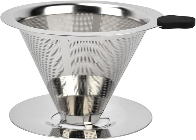 Pour Over Coffee Dripper, Stainless Steel Filter, Easy to Clean Paperless Pour Over Coffee Maker, Reusable Filter for 1-2 Cup