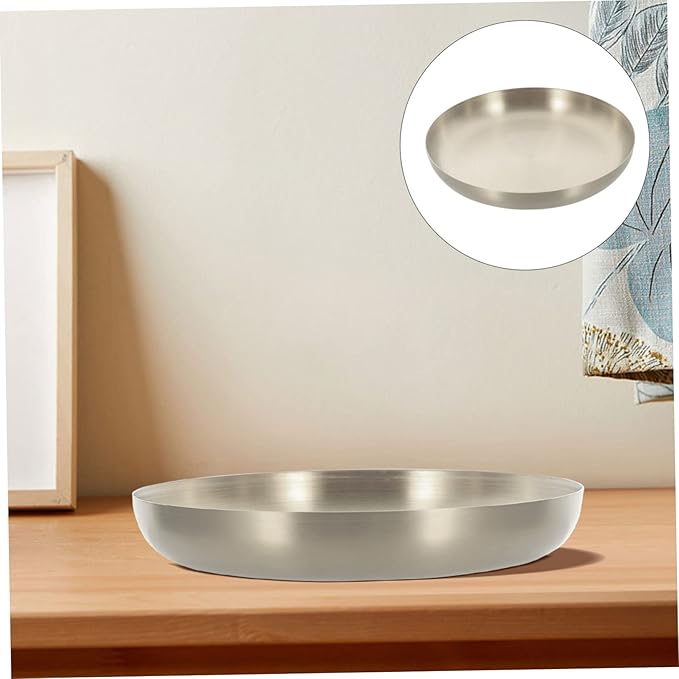 PRETYZOOM Stainless Steel Steak Plate Meat Platter Candy Tray Silver Serving Tray Set