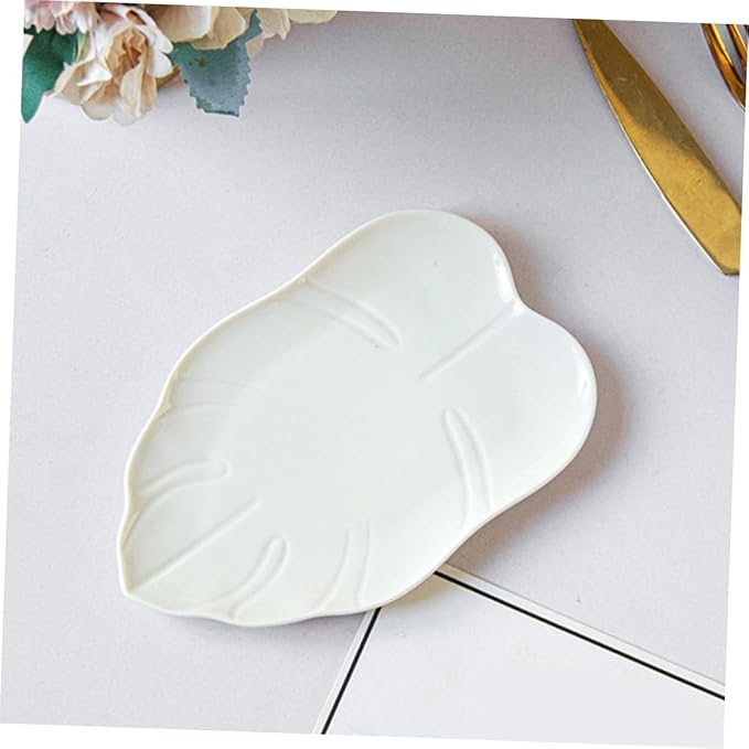 Ciieeo Leaf Shaped Ceramic Serving Dish Multi Function Appetizer Plate for Fruits Desserts and Snacks Food Plate for Parties Gatherings and Family Reunions