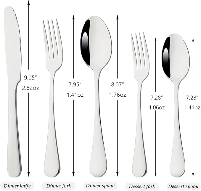35-Piece Mirror Silver Flatware Set, 18/0 Stainless Steel Cutlery Set With Seriving Utensils For 6, Home Restaurant Silverware Set With Cake Knife, Colander, Soup Spoon, Dishwasher Safe