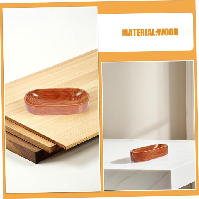 Unomor 2pcs Japanese Wooden Serving Trays Natural Wood Platter for Appetizers Snacks Fruit for Tea Towels Cozy Home Decor Deep Color