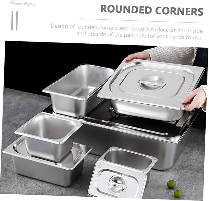 STOBAZA Stainless Steel Buffet Serving Tray with Lid Rectangular Food Pan for Catering Sturdy Kitchen Food Holder for Parties and Restaurants