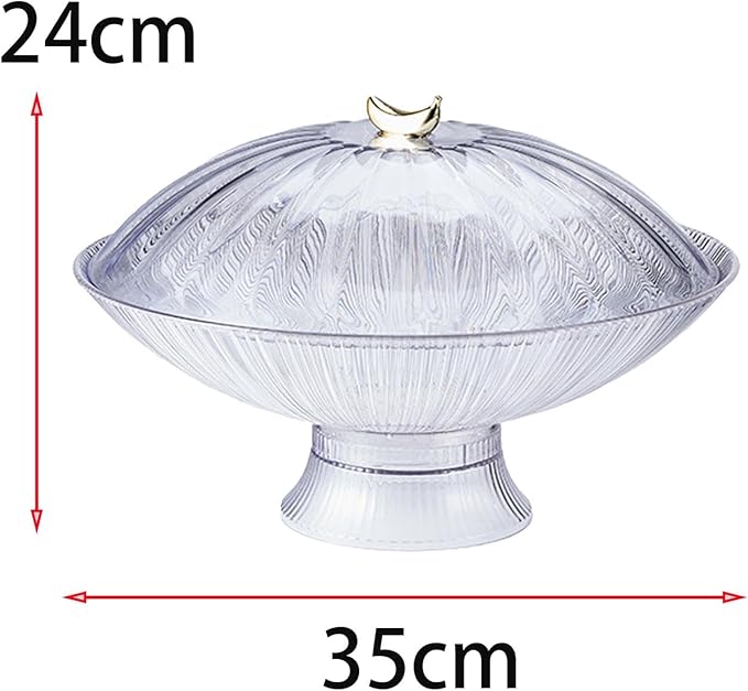 Serving Tray Footed Cake Plate Organizer Decorative Holder W/Lid Nuts Dessert Storage Tray Fruit Plate for Household Tabletop, Silver/284 (Color : Transparent)