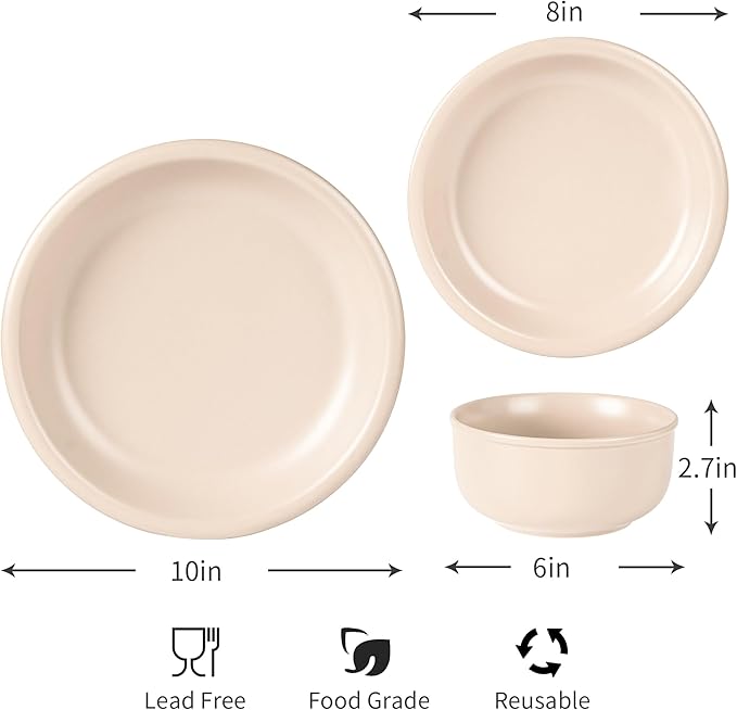 Plates and Bowls Sets, 6 Piece Ceramic Stoneware Dinnerware Set for Family and Gatherings, Dishes Set for 2, Dishwasher & Microwave Safe, Handcrafted Dishware Sets, Terracotta White
