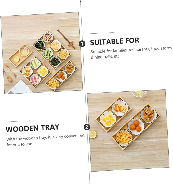 Amosfun Japanese Style Snack Plate Set 6 Ceramic Small Plates with Divided Compartments for Dried Fruits Appetizers and Sauces for Home Dining and Restaurants