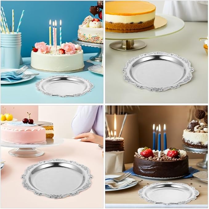 PRETYZOOM 2pcs Metal Snack Plate Vintage Jewelry Holder Decorative Serving Trays for Desserts