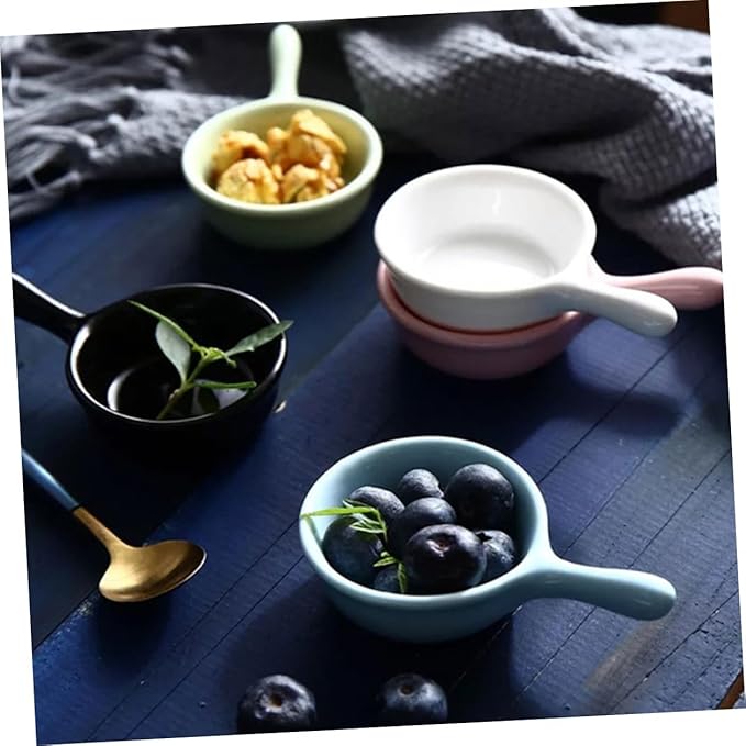 Luxshiny 4pcs Ergonomic Handle Ceramic Plate Japanese Dishes Snacks Holder Relish Tray Dessert Plate for Kitchen