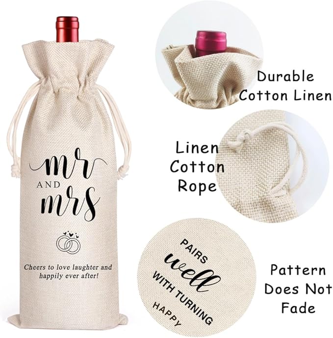 LANBAIHE Mr and Mrs Wine Bag, Wedding Shower Gifts Wine Bag, Bridal Shower Engagement Gifts, Mr and Mrs Wedding Gift Party Decorations
