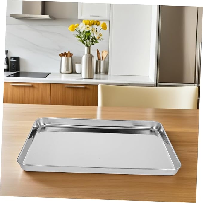 IMIKEYA Rectangular Stainless Steel Food Tray Versatile Serving Platter for Bbq Picnics and Parties and Easy to Clean