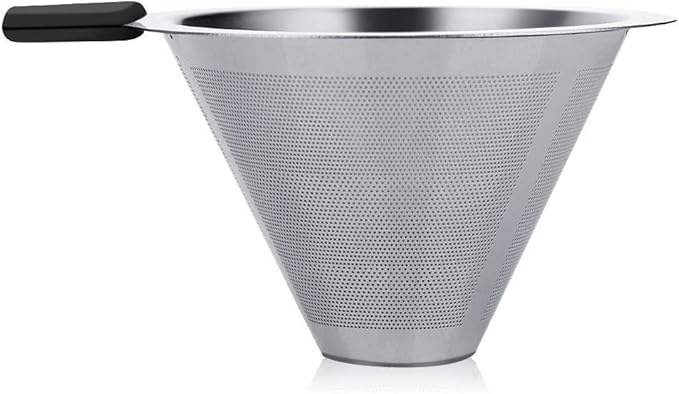 Pour Over Coffee Maker, 13oz Borosilicate Glass Brewer with Permanent Stainless Steel Filter - Complete Dripper Set for 1-2 Cups, Ideal for Home, Camping & Cafe Use
