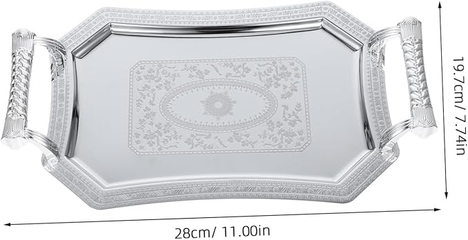 ABOOFAN Stainless Steel Dinner Plate Elegant Serving Tray Handles for Entertaining