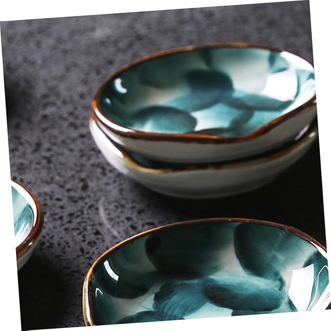 Happyyami 2pcs Hand-painted Ceramic Disc Snack Tray for Boys and Girls Serving Platter Appetizer Plate Condiment Tray