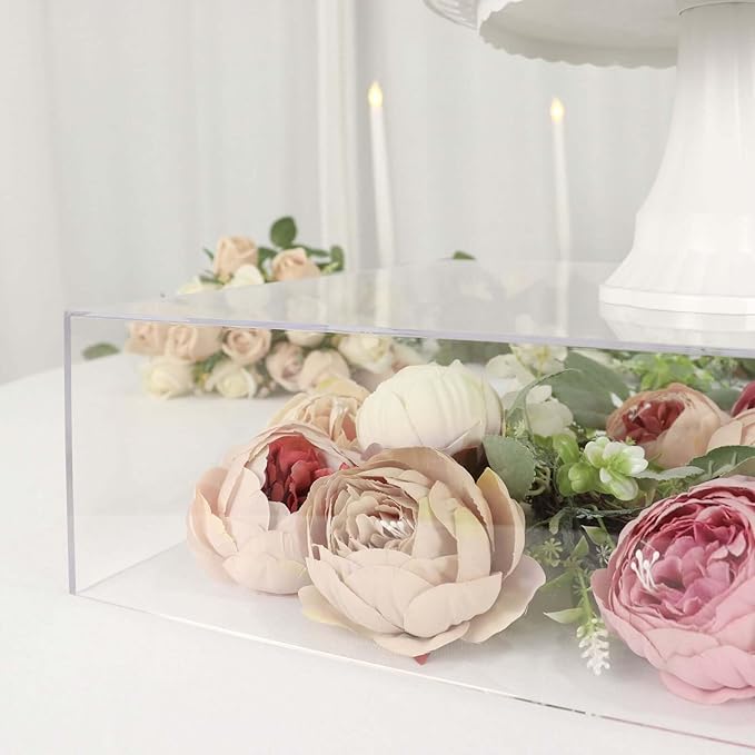 Efavormart 18"X18" | Clear Acrylic Cake Box Stand, Mirror Finish Display Box Pedestal Riser with Hollow Bottom