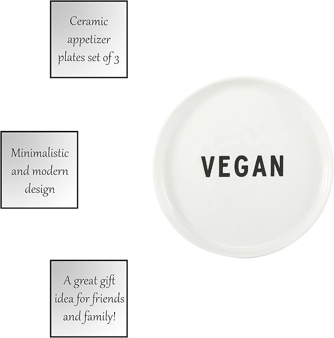 Santa Barbara Design Studio Table Sugar Ceramic Appetizer Plates, Set of 3, Vegan