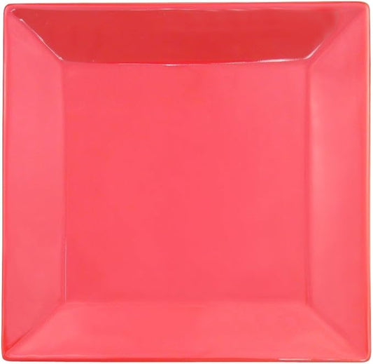 CAC China KC-16-R Color Arts 10-Inch Stoneware Square Plate, Red, Box of 12