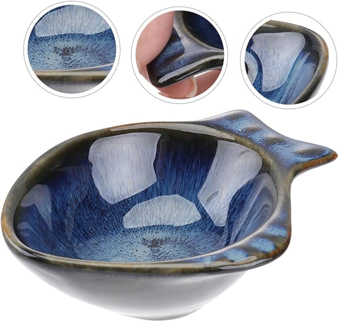 2Pcs Ceramic Seasoning Dishes Multifunctional Small Plates for Flavor and Sauce Condiment Dishes for Appetizers and Side Elegant Tableware