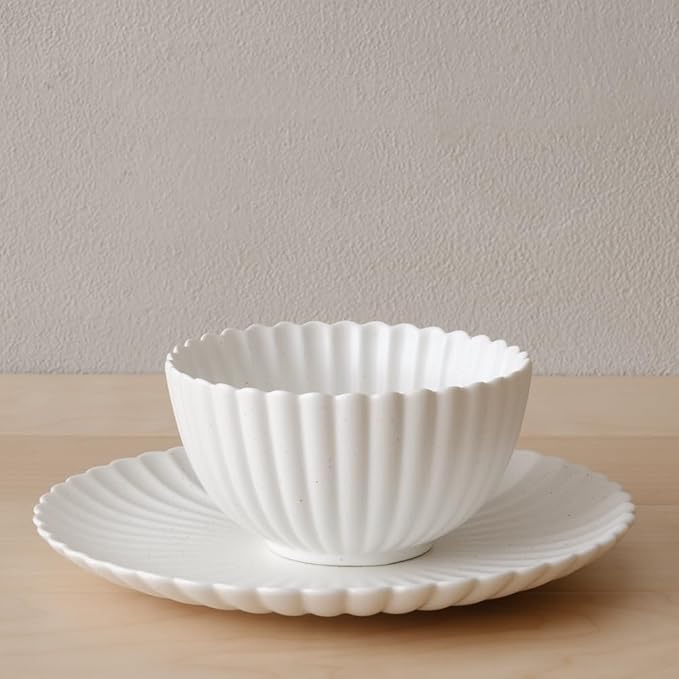 WENSHUO Daisy Plates Set of 6 (Nacre White, 6.7 Inch)