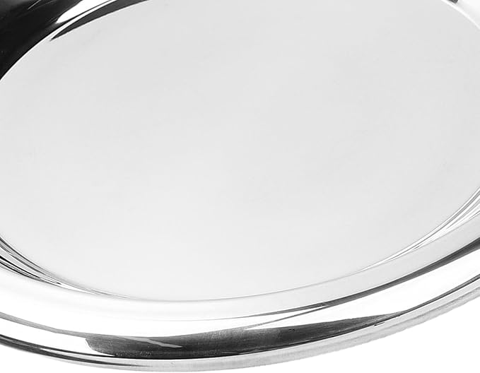 Aramox Round Serving Tray, Stainless Steel Polished Platter, Elegant Silver Food Serving Tray for Entertaining and Coffee Table Decor (L)