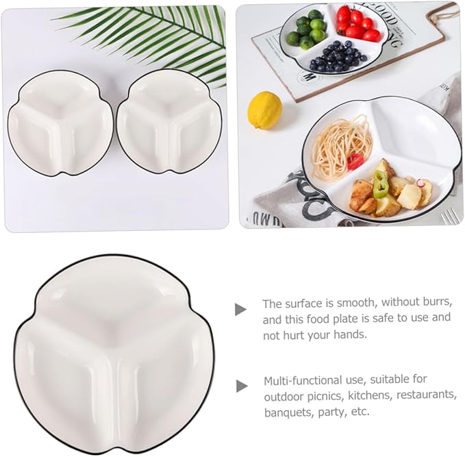 GLEAVI Multi-use Compartmented Plate Taco Party Tray Portion Plate Ceramic Food Holder Dessert
