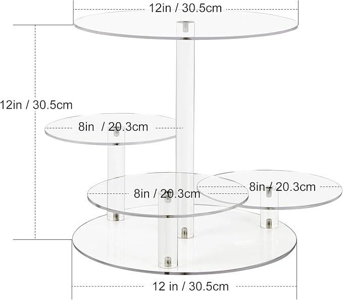 Acrylic Tiered Cake and Cupcake Stand, 4 Tier Dessert Pastry Display Tower Stand for Wedding, Birthday Bar, Graduation, Baby Shower, Afternoon Tea Party Décor