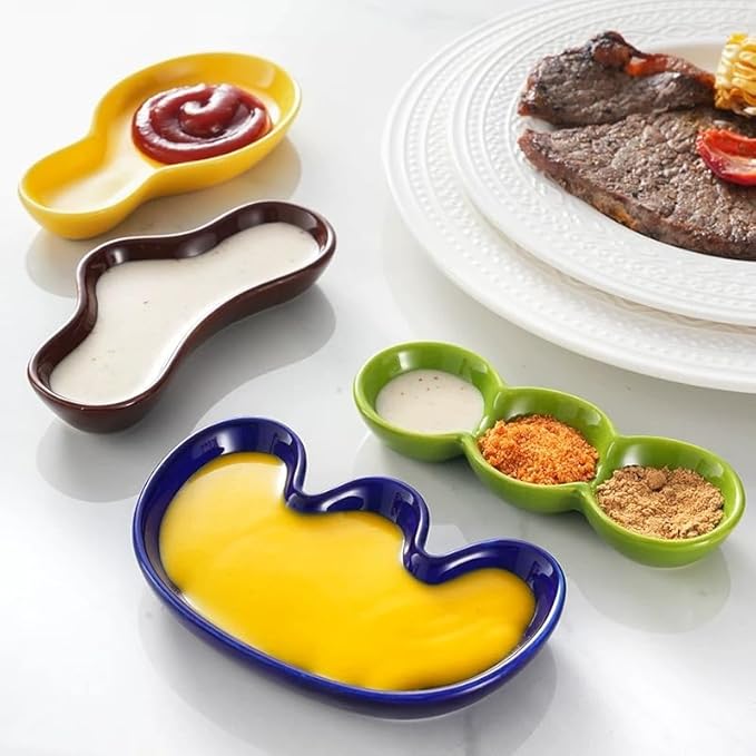 Cute Cartoon Color Mini Plates Set of 4 Appetizer Seasoning Sushi Dumpling Sauce Plates