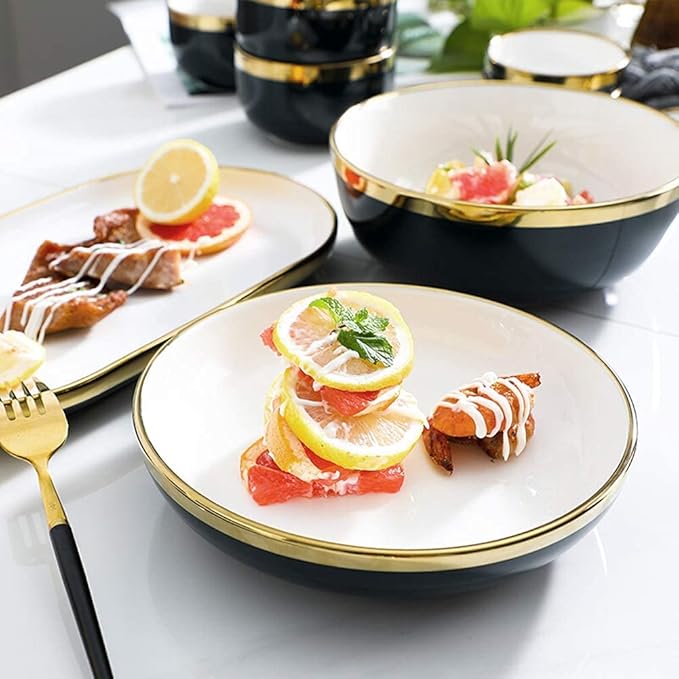 Nordic Style Tableware Set, Ceramic Plate And Bowl Set, Family Restaurant Tableware, 2/4/6 Person Tableware Set, Handmade Ceramic Utensils (Cyan White 18 pcs)