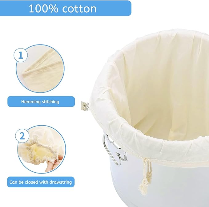 Extra Large(26"x22") Brew Bags for Home Brewing Wine, 100% Cotton Fine Mesh Cheesecloth Bags, Reusable Thickened Strainer with Draw String, Tea Juice Bag, Filter Impurities(X-Large, 2 Pack)