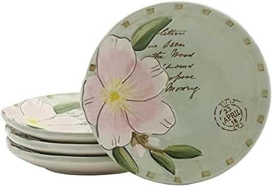 Fitz & Floyd Fitz and Floyd Toulouse Appetizer Plates, Set of 4, 5-Inch, Green